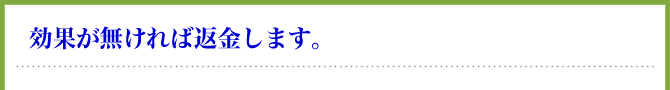 効果が無ければ返金します。